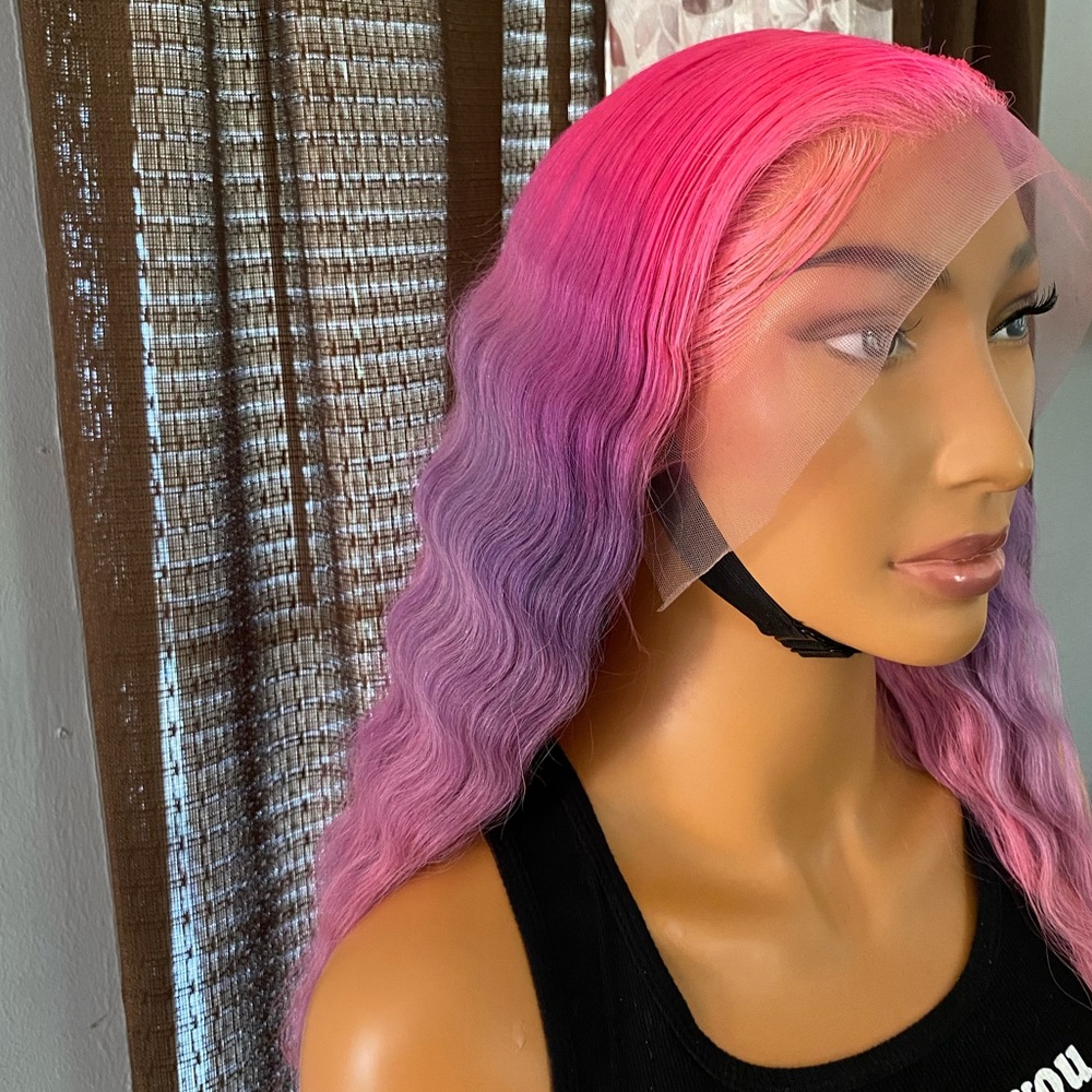 lace front wig human hair 13x4 pre plucked baby hair, crimped, dyed